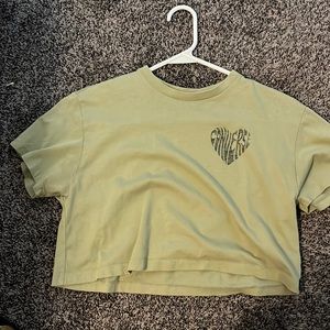 Green, Size Medium, Cropped, Converse shirt.